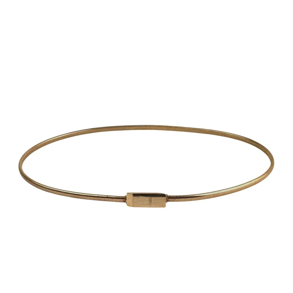 Gold Metal Accordion Skinny Belt‎ Womens Stretchy Glam Evening Dressy